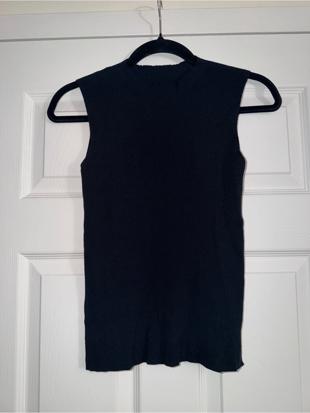 SHEIN Black Ribbed Mock Neck Sleeveless Tank Top